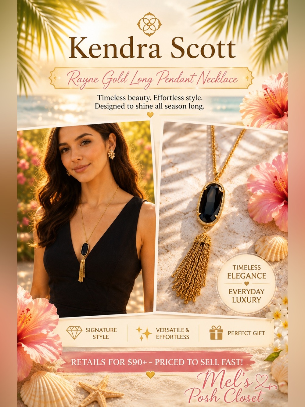 🚨✨Kendra Scott Rayne Gold long pendant necklace. No tarnish.✨✨